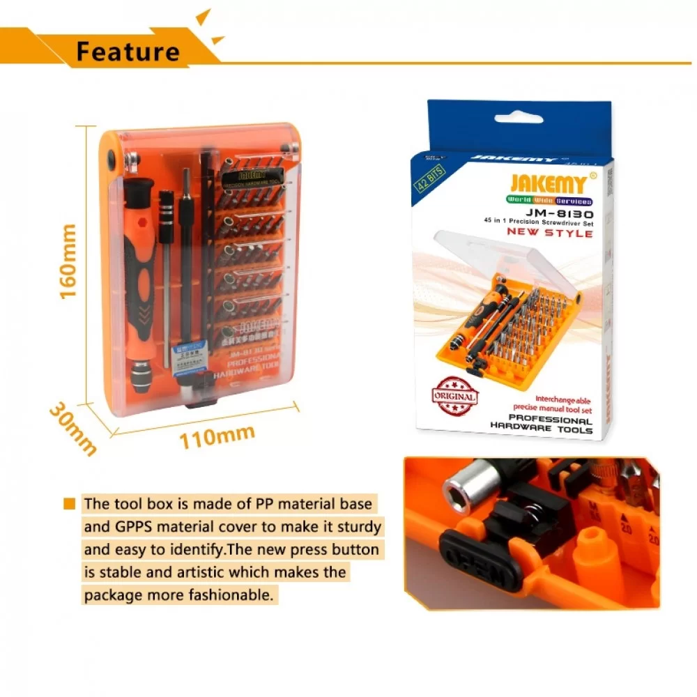 Picture of JAKEMY JM-8130 45 in 1 Interchangeable Magnetic Precision Screwdriver Set